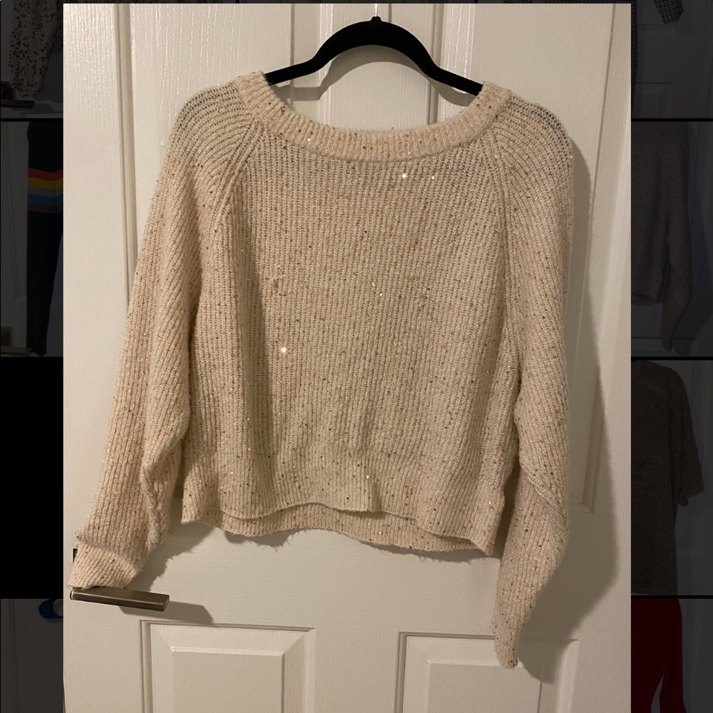Cream + gold sequin sweater
